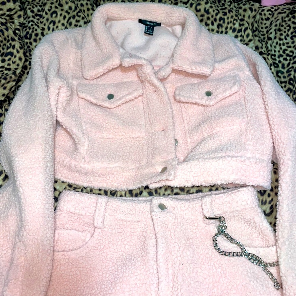 2 piece fuzzy skirt set